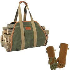 INNO STAGE Waxed Canvas Log Carrier and Welding Gloves