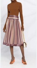 Tory Burch pink purple Burnout side zip wide waistband skirt US4 UK8