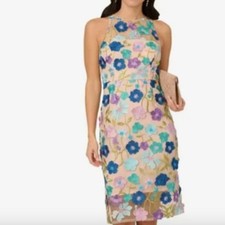 Adrianna Papell Embroidered Column Midi Dress, NWT, 8