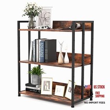 Estantería de libros industrial marrón rústica de 3 niveles - ajustable - 3 niveles