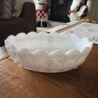 Vintage Westmoreland Milk Glass Paneled Grape Oval Bowl Dish Scalloped Edge