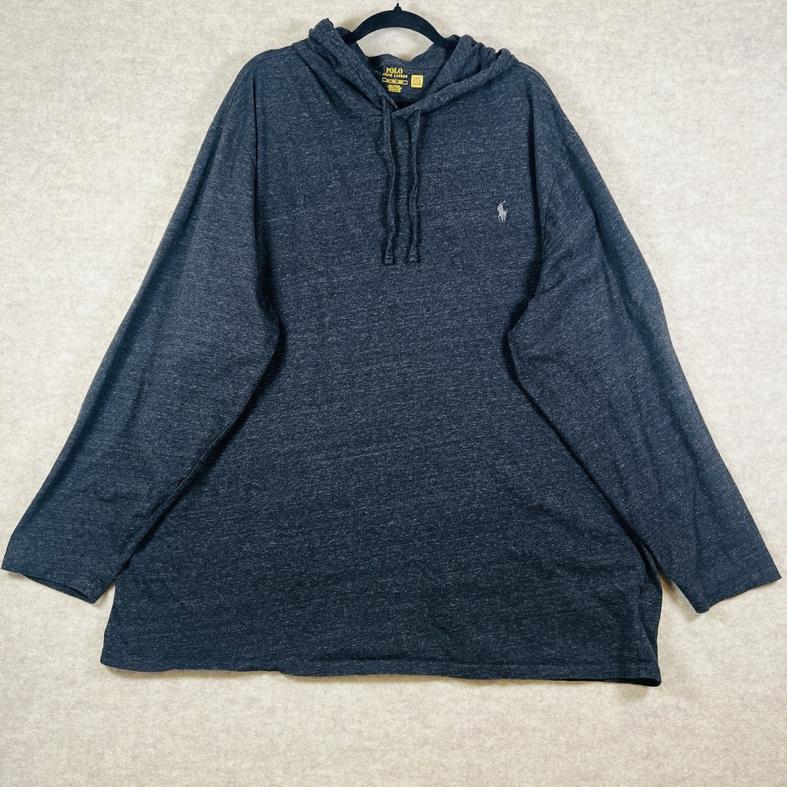 Polo Ralph Lauren Hooded Long Sleeve T-Shirt Mens 3XLT Embroidered Charcoal Gray