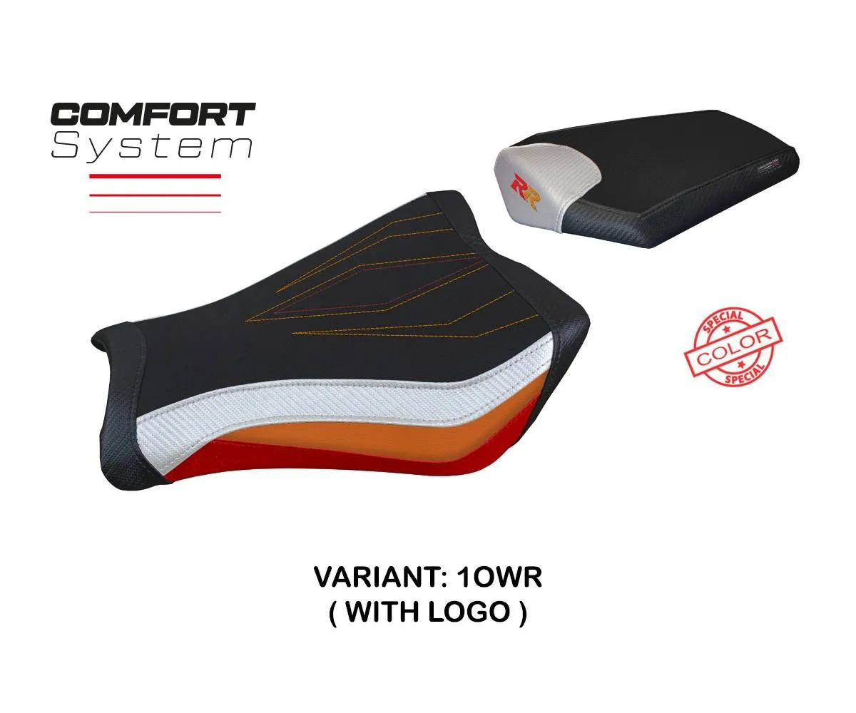 Seat cover Janela Comfort Orange-Whi-Red OWR+logo Tpz HONDA CBR 1000RR 2008 2011