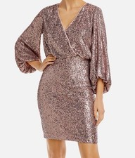 Eliza J Women's Pink Sequined Blouson Shift Dress Size 10