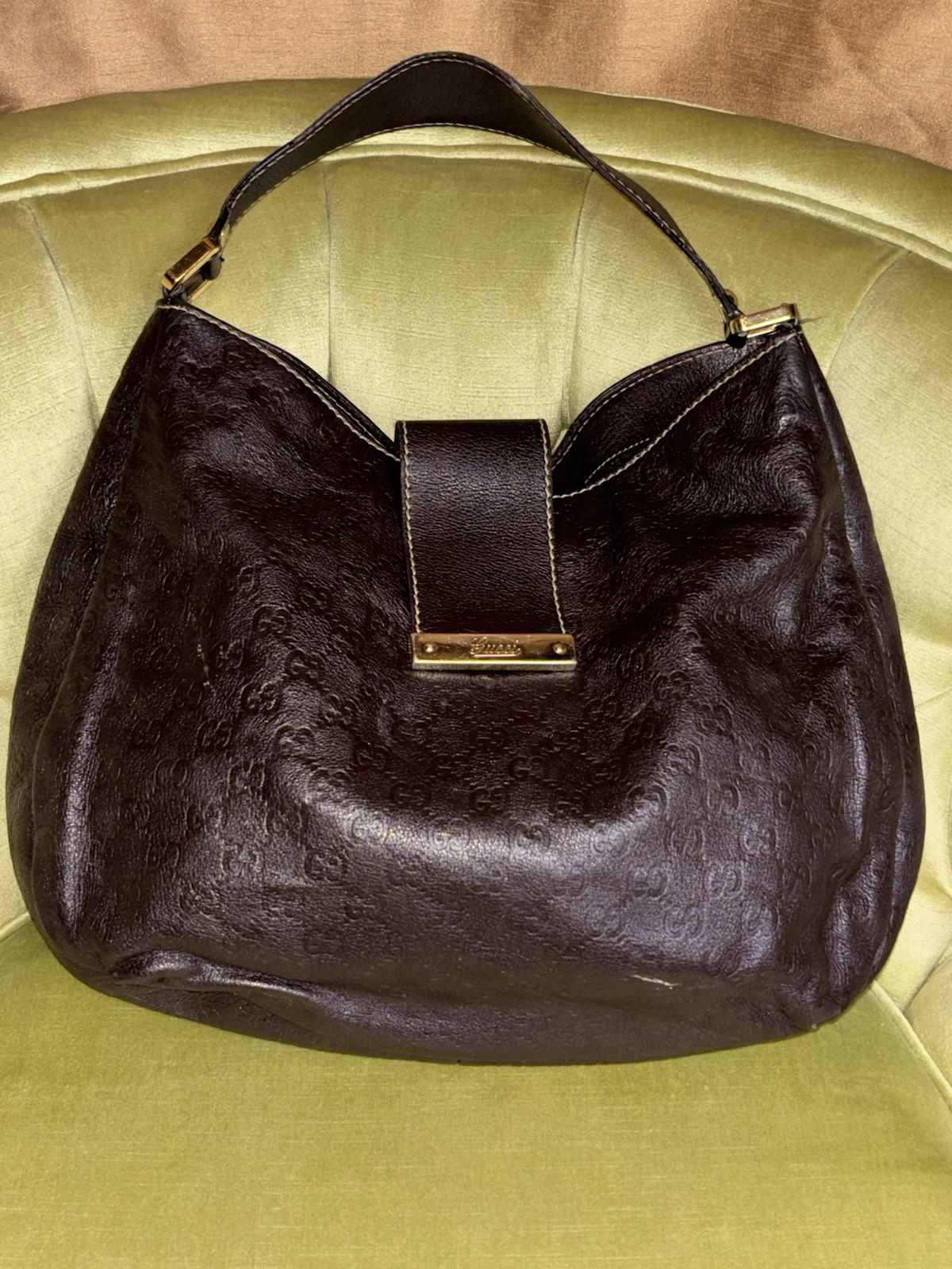 Borsa Gucci Hobo Guccissima monogram in pelle marrone