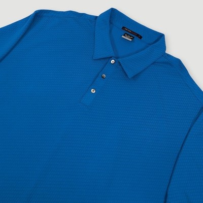 Nike Tiger Woods Collection Dri-Fit Golf Polo Mens 2XL Blue Diamond Textured