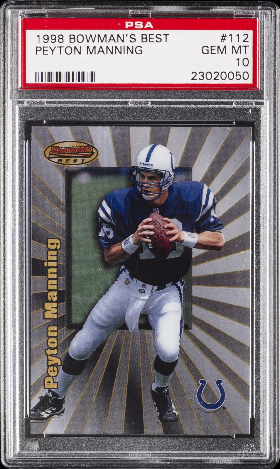 1998 BOWMAN'S BEST #112 PEYTON MANNING ROOKIE RC PSA 10