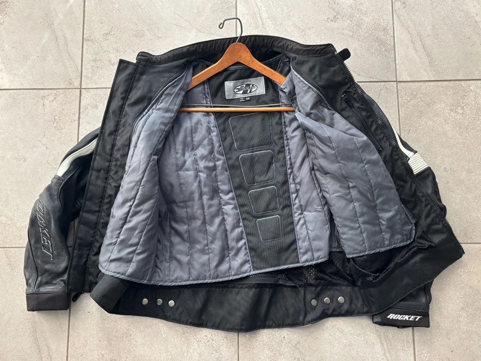 Chaqueta de cuero para motocicleta Joe Rocket Meta-X con cremallera aislada blindada negra 44 Foto 2 de 4