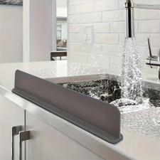 Universal Silicone Sink Splash Guard w/ Strong Suction Cups for Kitchen Bathroom