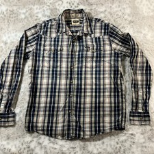 Wrangler Shirt Mens Medium Indigo Collection Western Pearl Snap Long Sleeve VTG
