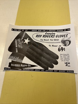 1948 Print Ad Roy Rogers Cowboy Gloves Order For Stores Vintage Store Stock