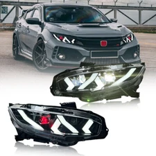 Pair LED Headlights Assembly for Honda Civic 2016-2021 Sequential Front Lamps