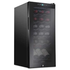 Ivation 18-Bottle Wine Cooler with Lock, Large Freestanding Wine Fridge, Black