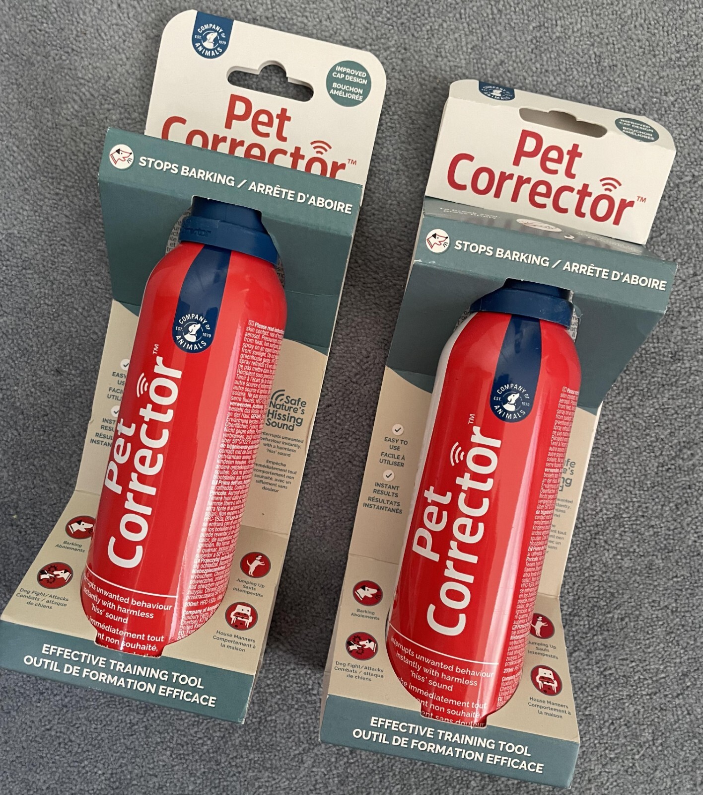 TWO CANS 2x 200ml Pet Corrector Hiss Spray - STOPS DOG BARKING JUMPING FIGHTS