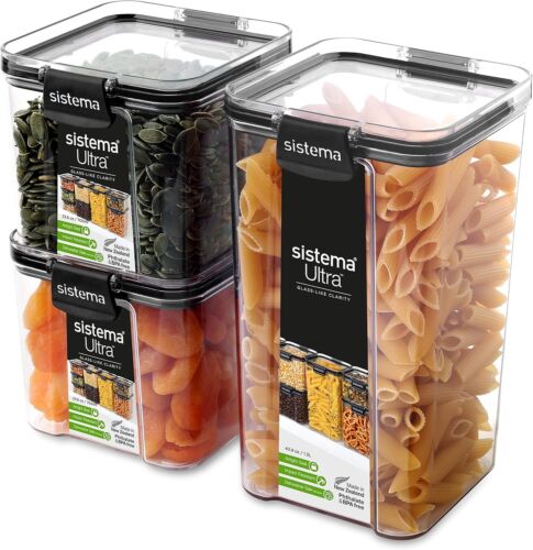 Airtight Food Storage Containers, Stackable & Clear, 3 Pack for Kitchen Use