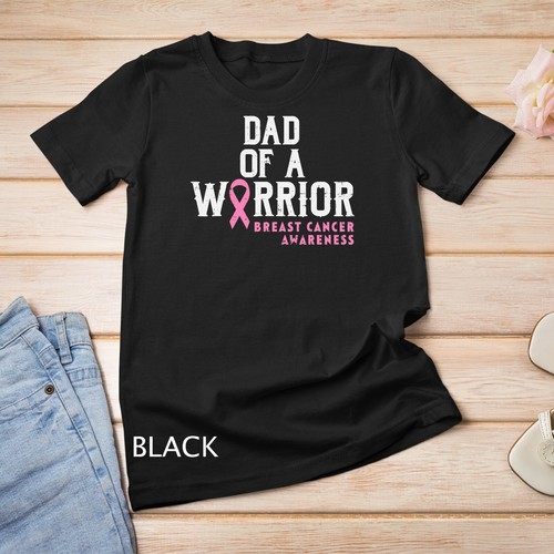 Herren T-Shirt Dad Of A Warrior Brustkrebs Bewusstsein Unterstützung Tochter Unisex - Bild 1 von 15