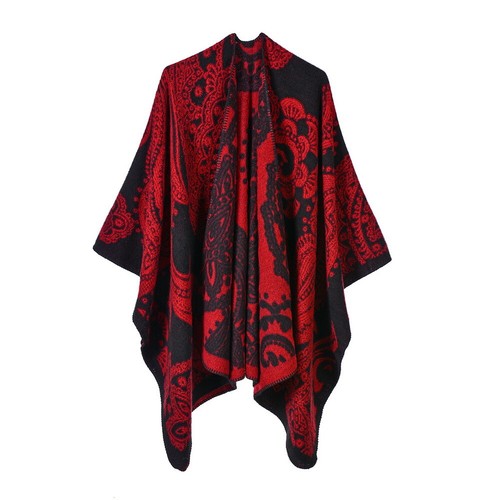 Lujo Cachemira Como Poncho Manta Envoltura Chal Bufanda Capa Anacardo Abrigo Superior Invierno - Imagen 10 de 21