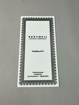 Kurzweil Keyboard Piano or Module 1997 Warranty Card from Owner's Manual Vintage