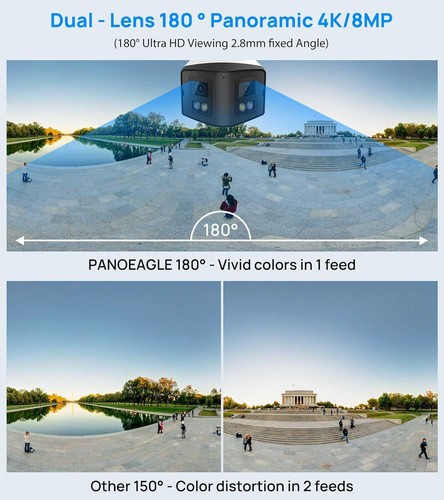 Hikvision Compatible 4MP 180° Panoramic Dual Lens Full Color IR IP Camera Bullet - Picture 2 of 11