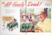 PRINT AD 7 Up All Family Drink 1952 2 pg Grandpa Chef Hat Brick Cookout