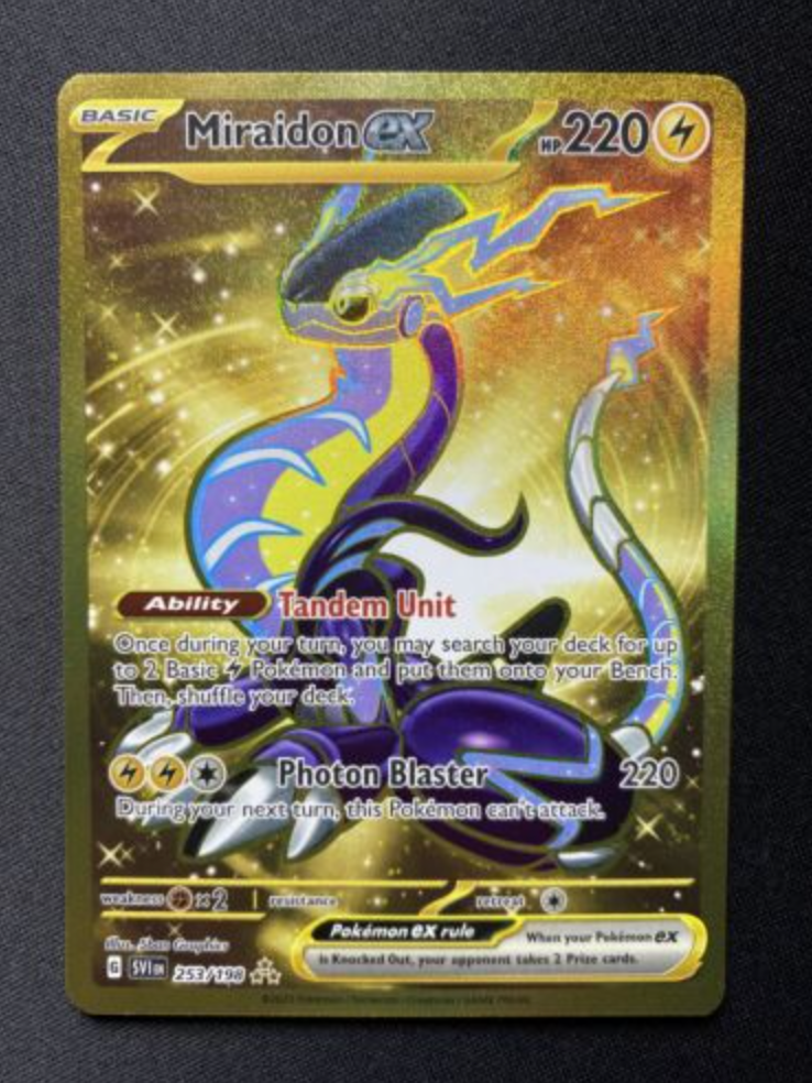 Pokemon TCG Scarlet & Violet - Gold Rare Miraidon EX, Hobbies & Toys, Toys  & Games on Carousell