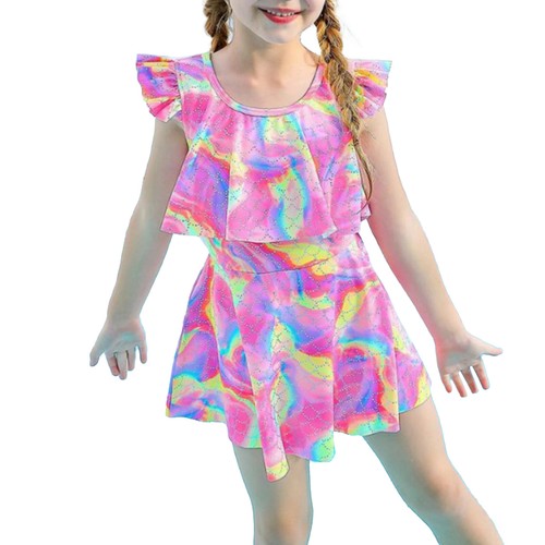 Kids Girls Beachwear Seaside Dress Active Swimsuit Bathing Suit Outfits Shiny - Picture 67 of 82