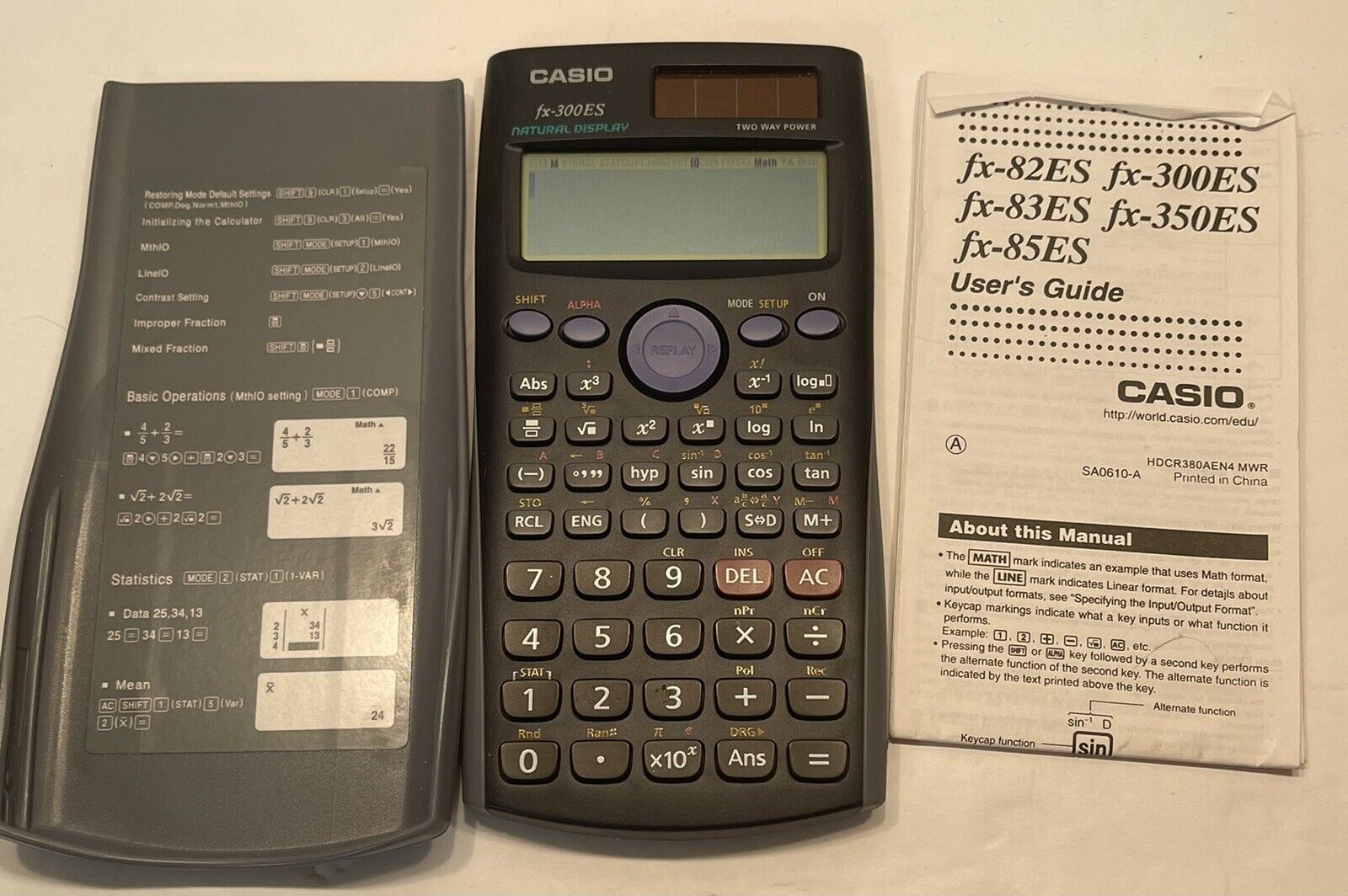 Casio FX-300 ES (Natural Display Solar Powered) Scientific Calculator Preowned