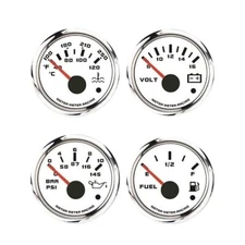 W PRO 52mm 2-1/16" 4 Gauge Set Oil Pressure Water Temperature Fuel Level Volt