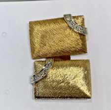 14K Yellow gold and diamond cuff links 14.5 Grams,15.2mm x 22.3mm