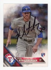 SIGNED BASEBALL CARD AUTO TOPPS 2016 TEXAS RANGERS RYAN STRAUSBORGER #575 RC