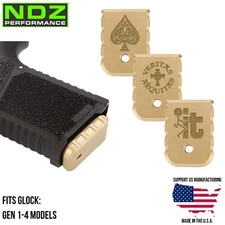 NDZ Glock 17 19 22 23 26 Gen 1-4 Brass Magazine Base Plate Heavy Weight Engraved