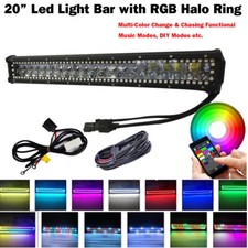 20inch 4d Led Offroad Work Light Bar With Rgb Halo Ring Chasing Wiring Bluetooth