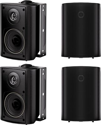 4* Herdio 4'' Indoor Outdoor Wall Mount Speakers +Bluetooth 4 Channel Amplifier