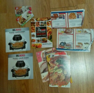 Lot NuWave & Big Boss Pro Infrared Oven Recipe Cards Cookbooks Manual  DVD Guide