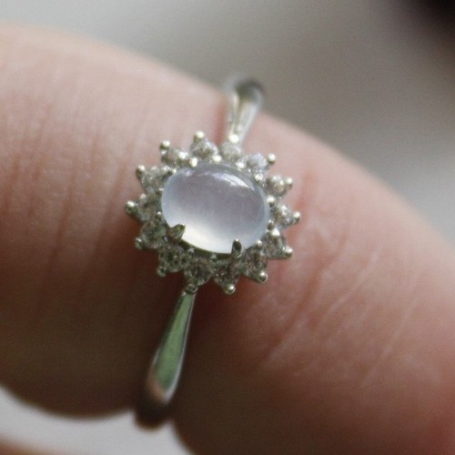Size 5 ** CERTIFIED Natural (A) Icy White Jadeite JADE Ring 925 Silver #R155 - Picture 2 of 9