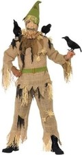 Halloween Mens Scared Crow Scarecrow Costume With Mask