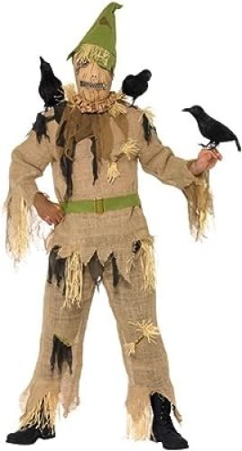 Halloween Mens Scared Crow Scarecrow Costume With Mask - Picture 1 of 2
