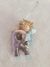 NWOT Ganz Baby Girl Christmas Holiday Glitter 2" Initial Angel Ornament Letter R