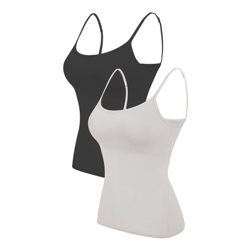 2PCS Women's Camisole with Built in Shelf Bra Adjustable Strap Vest Comfort Tops - Picture 10 of 99
