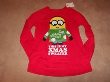 NEW, JUNIOR XMAS SWEATSHIRT, DESPICABLE ME, SIZE SMALL