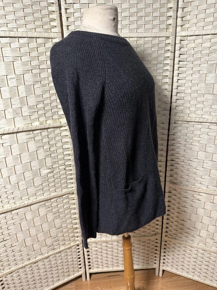 Suéter Kenar Para Mujer Mediano 2 Capas Cachemira Acanalado Cremallera Trasera Gris Bolsillos Foto 3 de 4