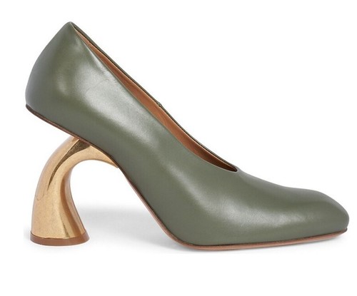 Dries Van Noten Women's Leather Pumps Olive Green Sz 39 EU 8.5 US Italy Luxury - Picture 11 of 12