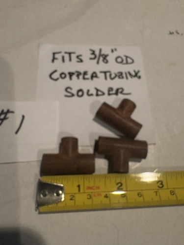 3 Pc 3/8”OD TEE Copper Solder Fitting Fits 3/8” OD Copper Nos