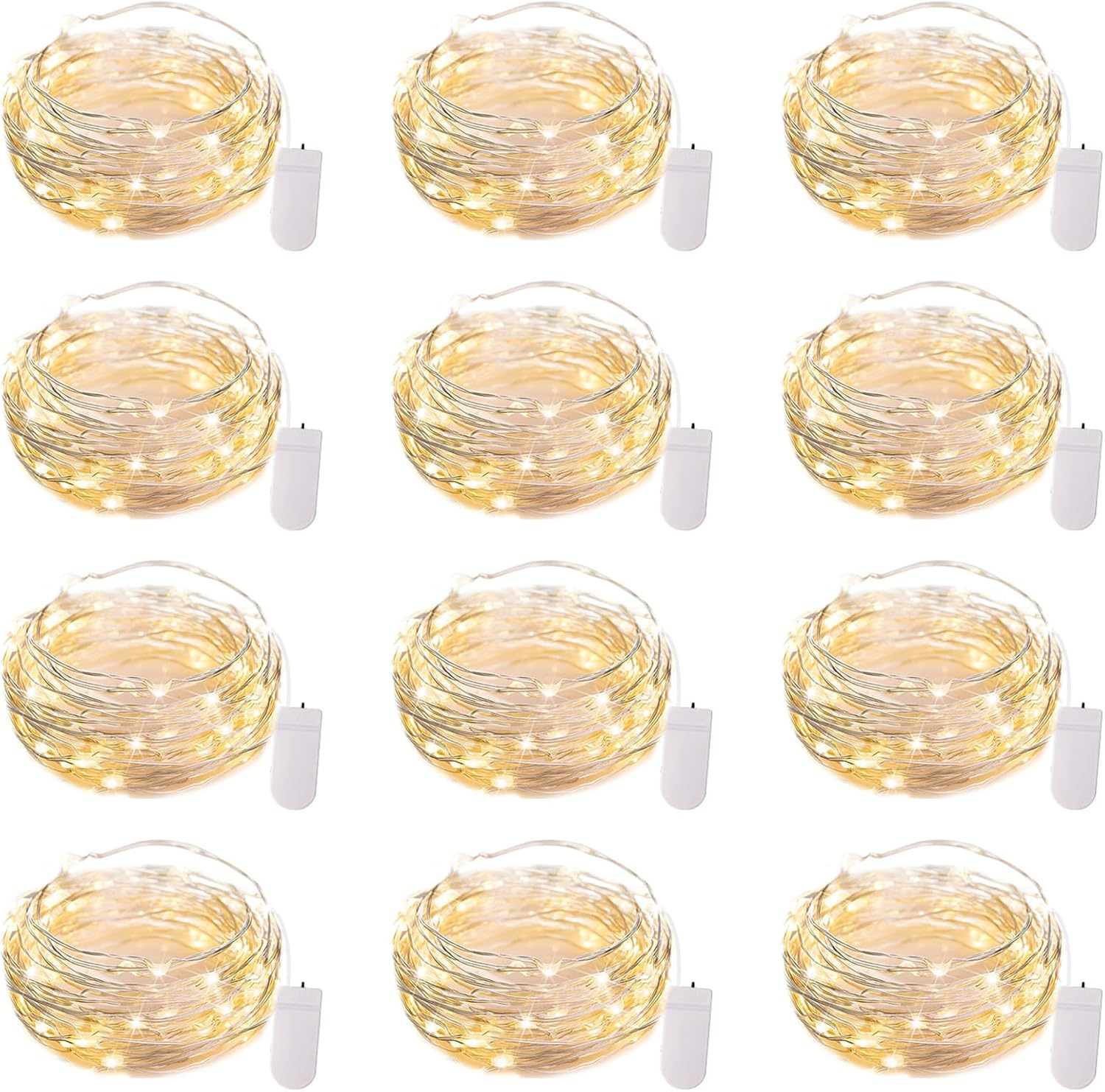 12 Pack LED Fairy Lights Battery Operated String Lights - 7Ft 20LED Waterproof S