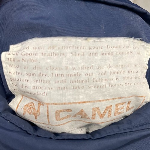 Vintage Camel Vest Mens Medium Blue Tan Goose Down Reversible Snap Puffer Cowboy - Picture 4 of 13