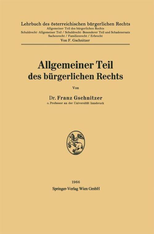 Thumbnail - Allgemeiner Teil Des Bürgerlichen Rechts Franz Gschnitzer Taschenbuch