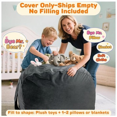 Plush Toy Organizer Bean Bag Cover - Washable, Large Size