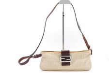 FENDI Mamma Shoulder Bag Ivory Zucca Canvas