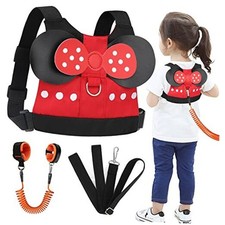 Toddler Leash Harness, Child Harness Baby Leash  Red/Girls,Orange Wrist Link