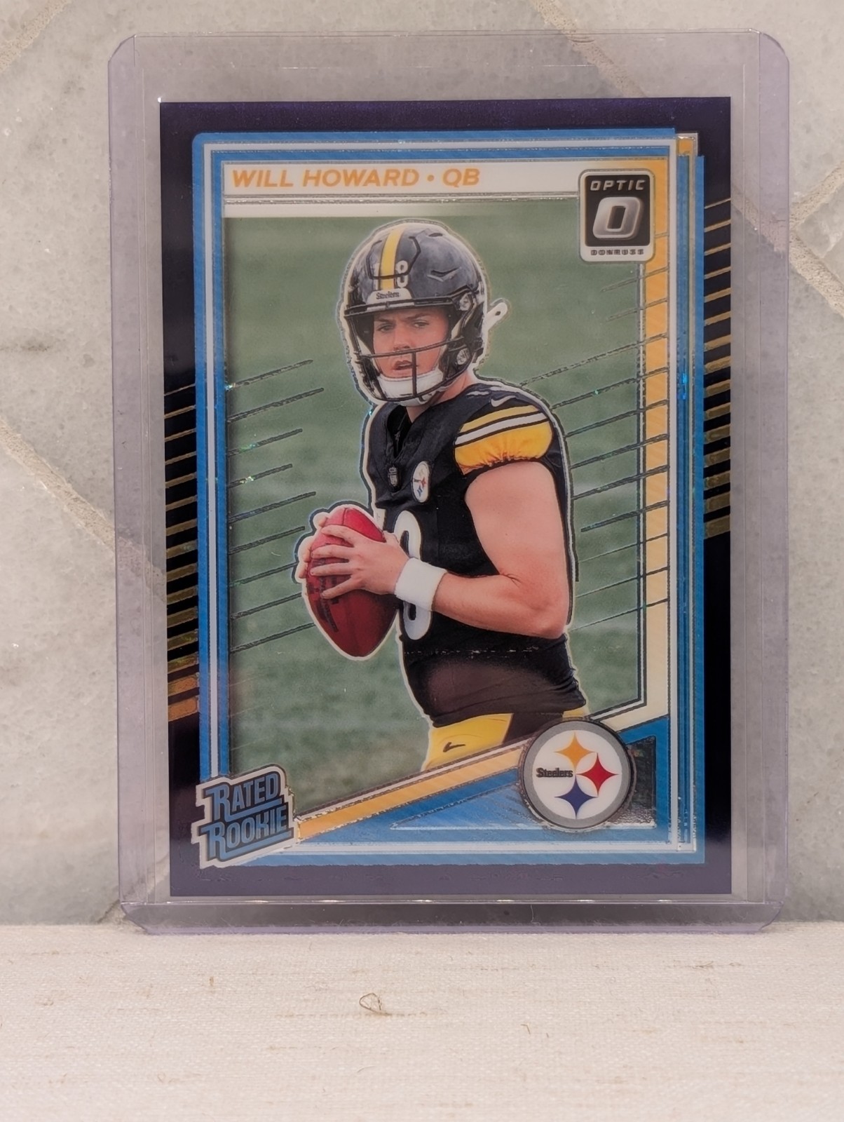 2025 Donruss Optic Will Howard Rated Rookie FOTL Purple Stars /15 #233 Steelers